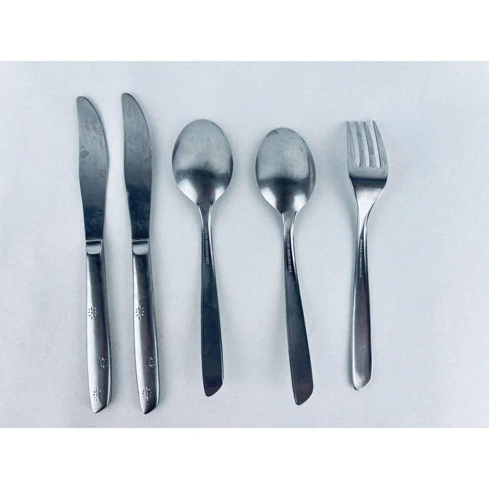 Stainless Japan Flatware 5 Atomic Starbursts MCM 5 Pieces - Lot Of 5 Silverware
